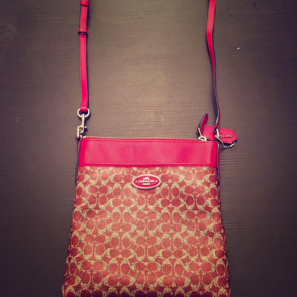 Authentic Red Coach Crossbody Bag